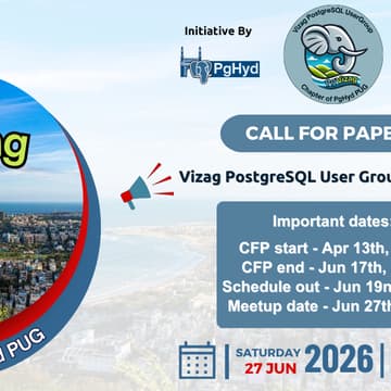 Cover Image for PgVizag Meetup#6 InPerson