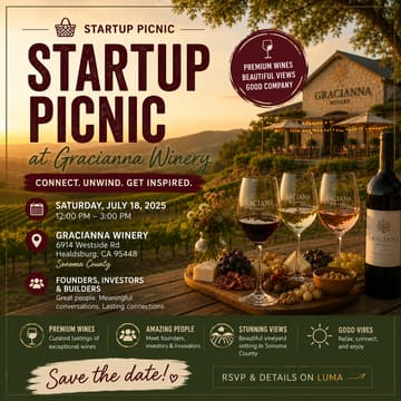 Cover Image for 🍷 Founders & Investors Wine Picnic at Gracianna Winery