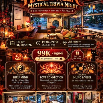 Cover Image for [Hoạt động: HALLOWEEN MYSTICAL TRIVIA NIGHT (ĐÊM HUYỀN HỌC)| Host: Nguyễn Hoàng] HCM Learning City Tháng 10/2026 🎉