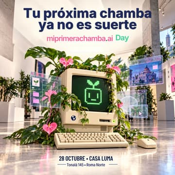 Cover Image for Tu próxima chamba ya no es suerte | miprimerachamba.ai Day