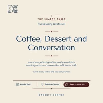 Cover Image for The Shared Table: Coffee, Dessert and Conversation