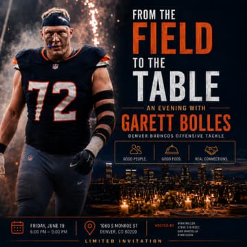Cover Image for Curated Dinner Experience with Garett Bolles