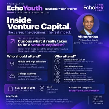 Cover Image for EchoYouth Professional Interview #1: Vikram Venkat, Principal of Cota Capital