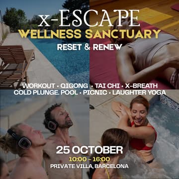 Cover Image for 💧x-ESCAPE WELLNESS DAY 🌴 👙 Reset Workout · Pool · Cold Plunge · x-Breath · Laughter Yoga 🇬🇧 ENG & ESPAÑOL 🇪🇸