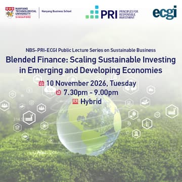 Cover Image for NBS-PRI-ECGI Public Lecture Series: Blended Finance - Scaling Sustainable Investing in Emerging and Developing Economies