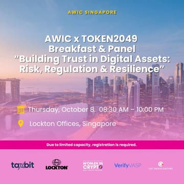 Cover Image for AWIC x TOKEN2049 Breakfast & Panel “Building Trust in Digital Assets: Risk, Regulation & Resilience”