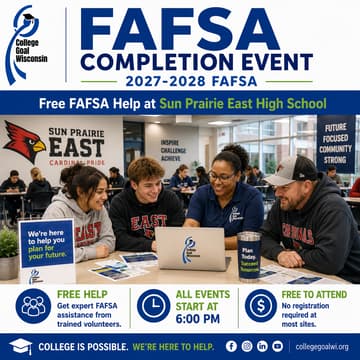 Cover Image for College Goal Wisconsin — Free FAFSA Help at Sun Prairie East High School