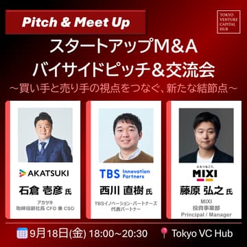 Cover Image for スタートアップM&Aバイサイドピッチ＆交流会（9/18(金)）
