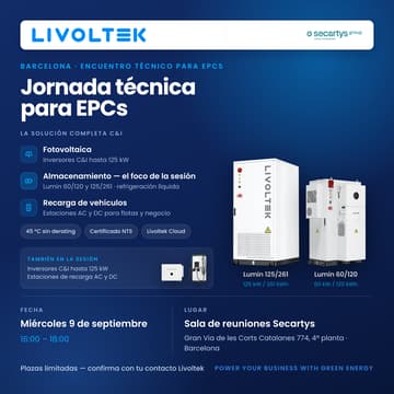 Cover Image for Jornada técnica para EPCs: Almacenamiento C&I Livoltek