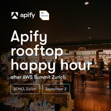 Cover Image for Apify rooftop happy hour — after AWS Summit Zurich