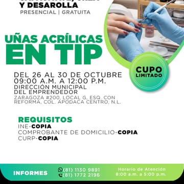 Cover Image for 📣 CURSO DE UÑAS ACRÍLICAS EN TIP (PRESENCIAL)