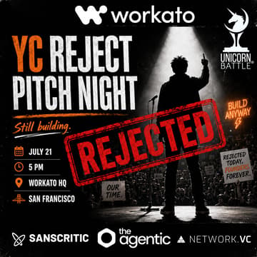 Cover Image for YC Reject Pitch Night, hosted by Sanscritic @Workato HQ