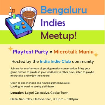 Cover Image for Bengaluru Indies Meetup - Playtest Party x Microtalk Mania