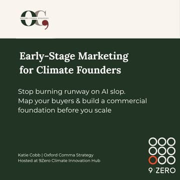 Cover Image for Early Stage Marketing for Climate Tech Founders - Lunch and Learn with Katie Cobb