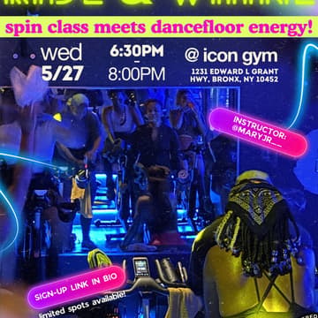 Cover Image for RIDE & WHINE!: a soft(spaces) spin class @ Icon Gym 🚴🏾 🎉 🔥