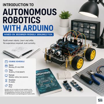 Cover Image for Introduction to Autonomous Robotics with Arduino Hands-On. Beginner-Friendly. Genuinely Fun.