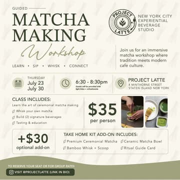 Cover Image for 7/30 ~ Guided Matcha-Making Workshop