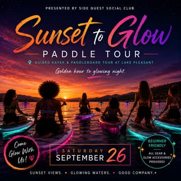 Cover Image for New Side Quest Unlocked: 🛶Guided Sunset To Glow Paddle