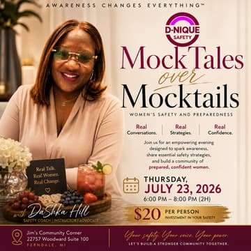 Cover Image for MockTales Over Mocktails: Women’s Safety & Preparedness Night