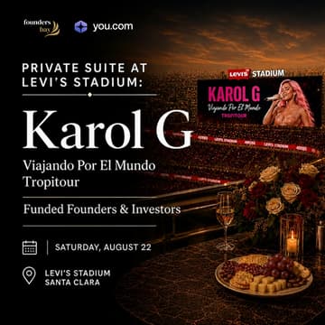 Cover Image for PRIVATE SUITE AT LEVI’S STADIUM: Karol G | Viajando Por El Mundo Tropitour | Funded Founders & Investors