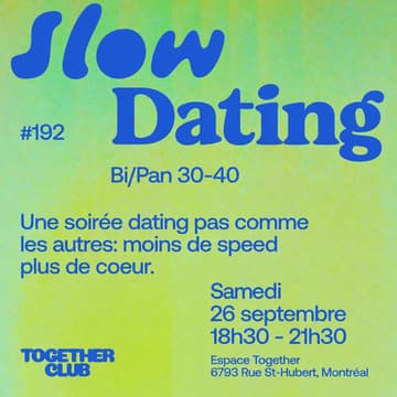 Cover Image for Slow Dating Montréal #192 (Bi/Pan 30-40)