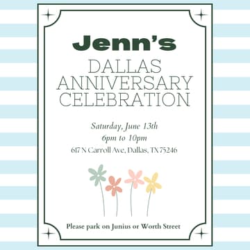 Cover Image for Jenn’s 1 Year Dallas Anniversary Party