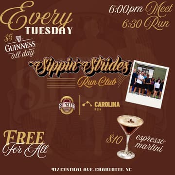 Cover Image for SIPPIN'STRIDES RUN CLUB X Presented by CarolinaRun|704 MILES| SIP CITY CLT