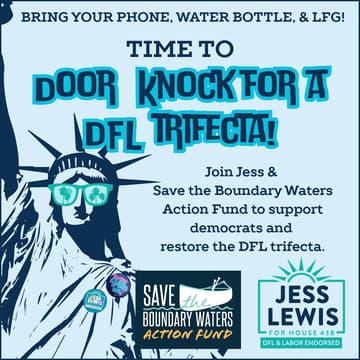 Cover Image for Save the Boundary Waters Door knock with Jess Lewis and Jason Heaser - let's flip a seat blue!