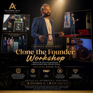 Cover Image for Clone the Founder Workshop (Ft. Nipun Syal: #2 Affiliate Behind Hormozi’s $100M Launch)