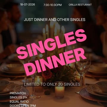 Cover Image for Singles Dinner | Orilla Restaurant