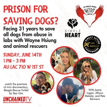 Cover Image for Prison for Saving Dogs? - LA Animal Victory Meetup