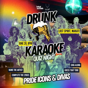 Cover Image for Drunk Karaoke Quiz Night: PRIDE ICONS & DIVAS (Saturday, June 27 | 8PM)