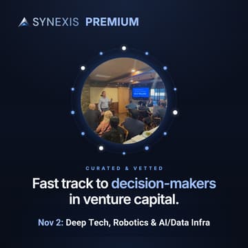 Cover Image for Synexis Premium – Deep Tech, Robotics & AI/Data Infra Investor Dinner [By Approval Only]