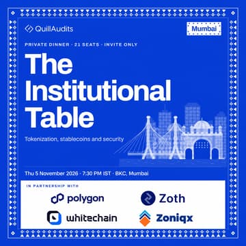 Cover Image for The Institutional Table: Private Dinner on Tokenization, Stablecoins and Security | Mumbai