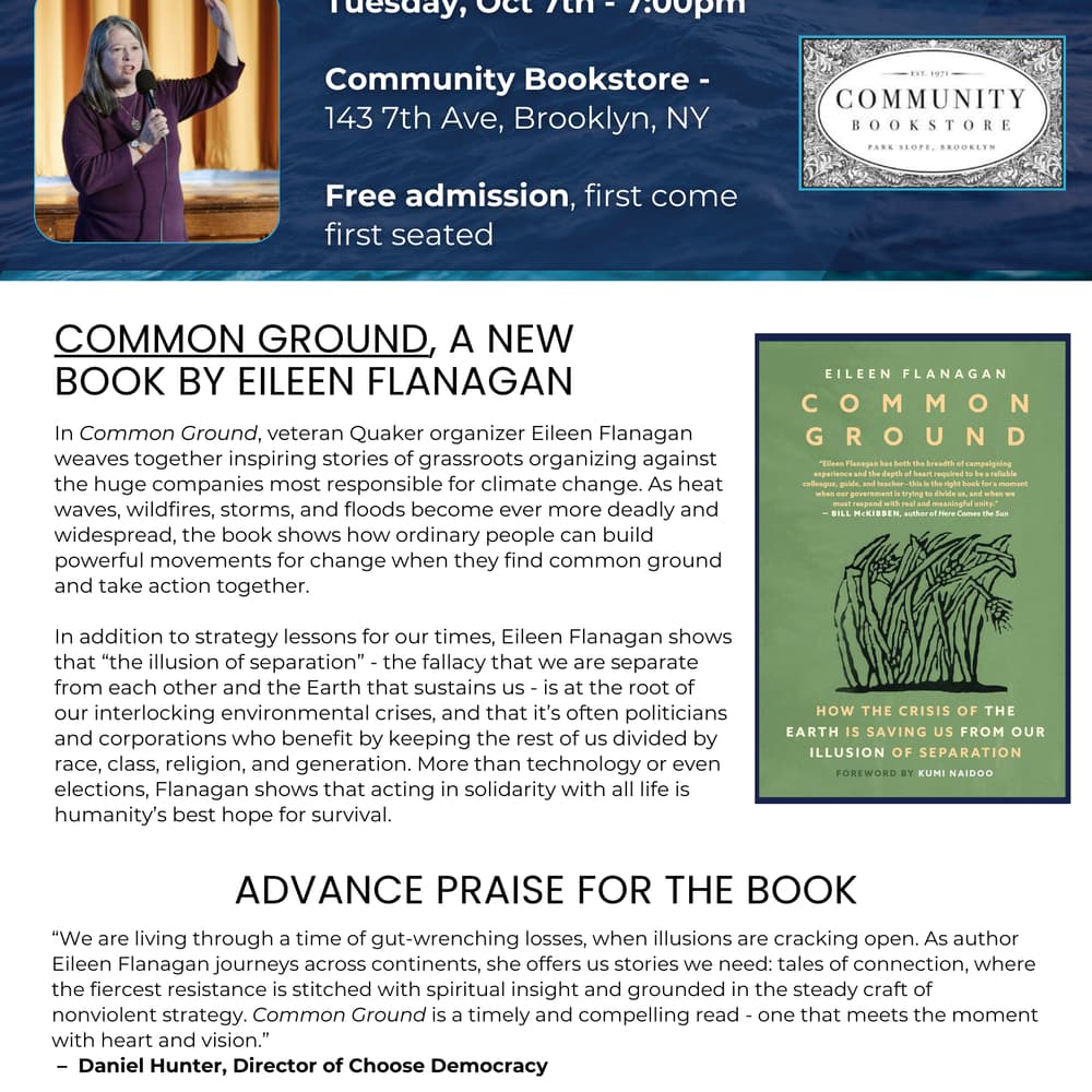 In conversation with Eileen Flanagan, author/activist/speaker