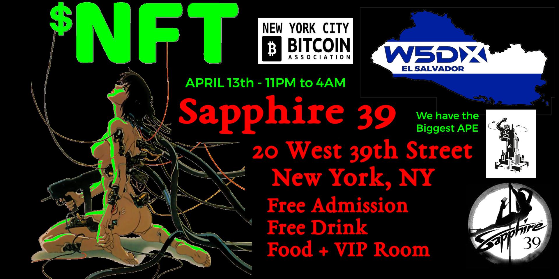 Cover Image for W5DX Bitcoin El Salvador presents NYC NFT Sapphire 39 After After Party