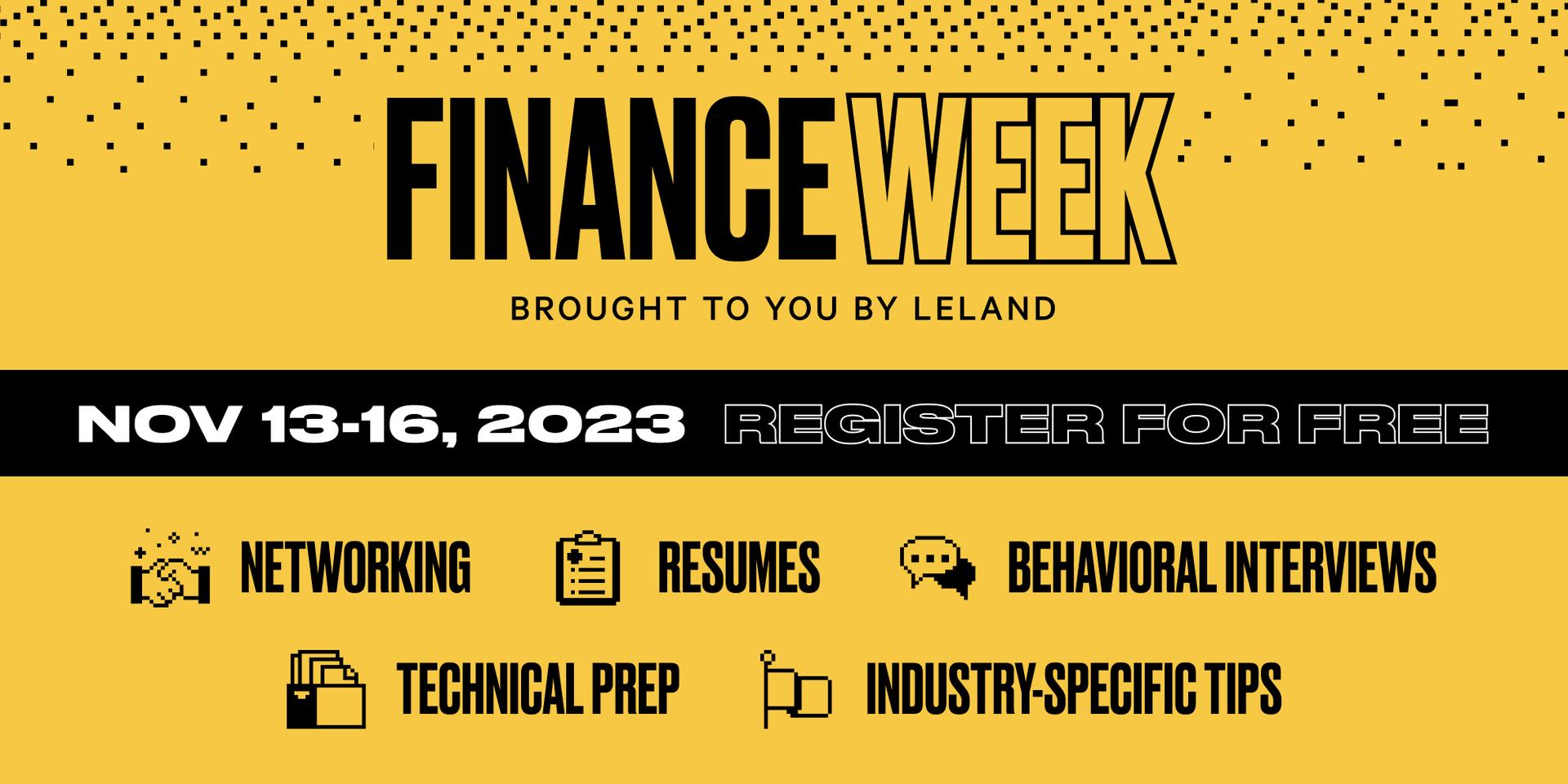 Cover Image for Leland Finance Week Nov 13-16