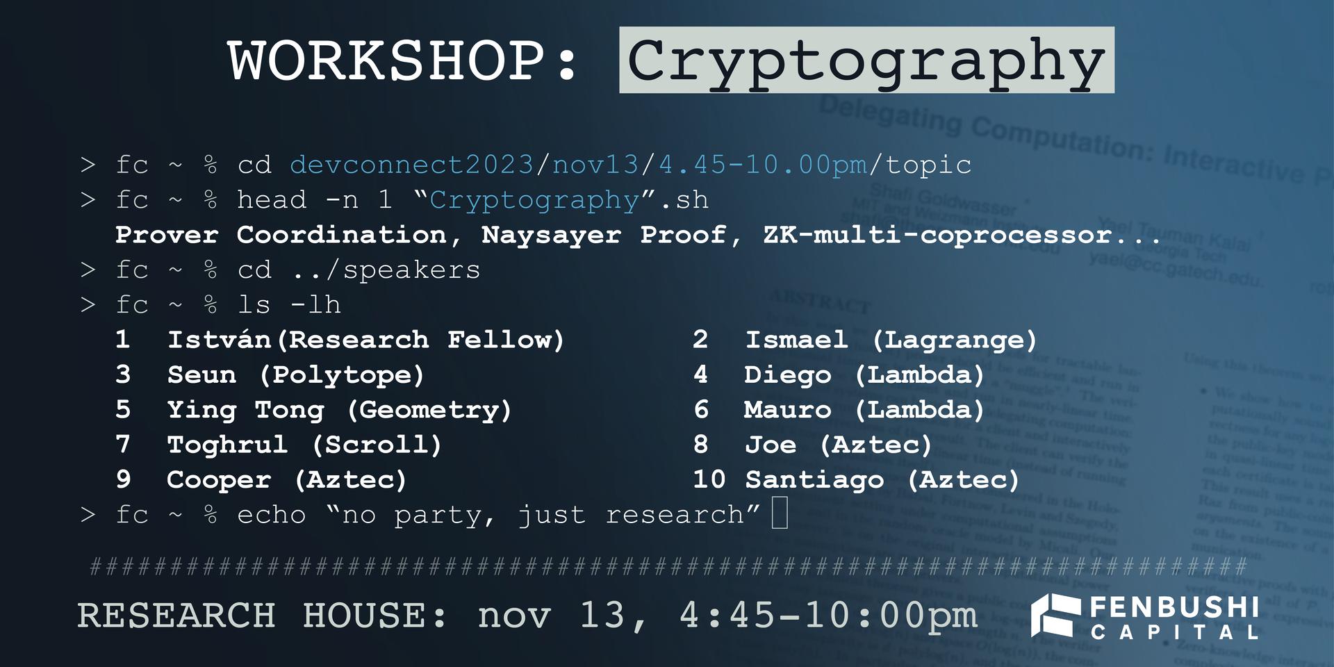 Cover Image for Fenbushi Research Workshop 1 - Cryptography 