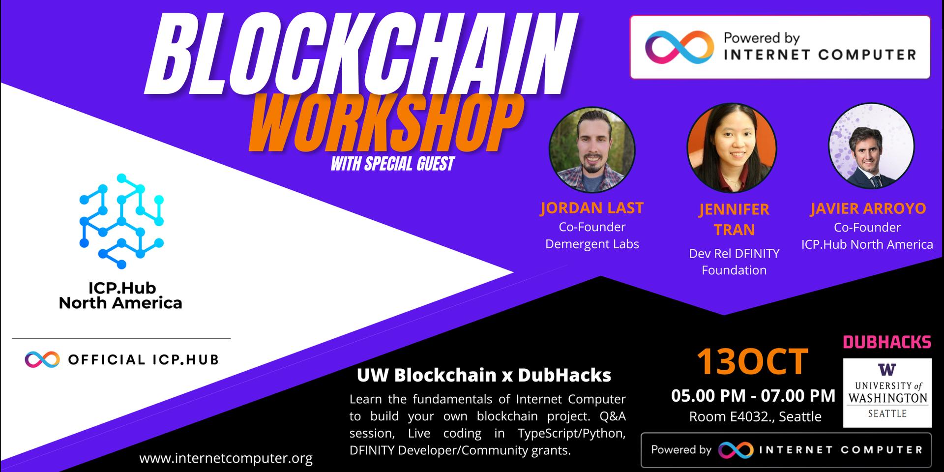 Cover Image for University of Waterloo Blockchain x DubHacks (Internet Computer Workshop organized by ICP.Hub North America)