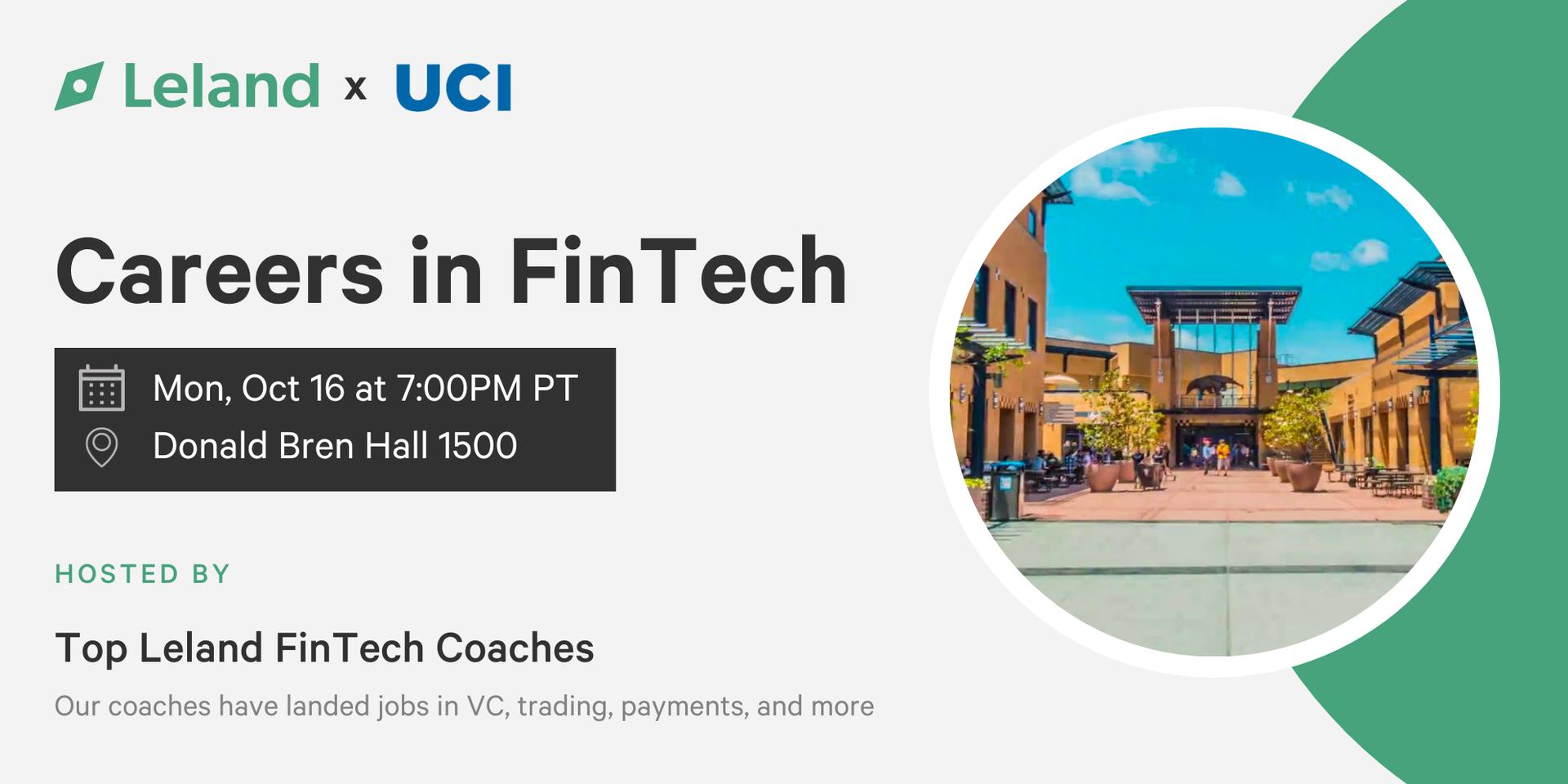 Cover Image for Leland x UCI FinTech Club: Careers in FinTech