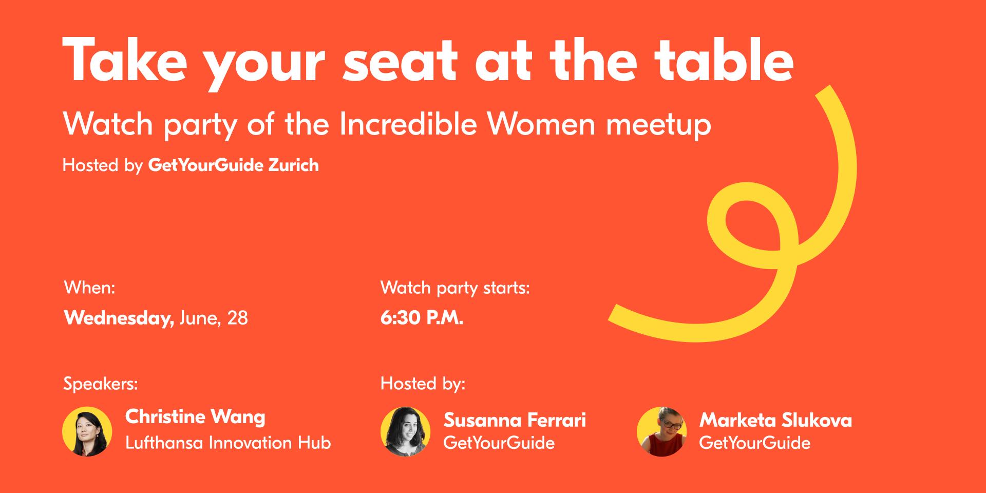 Cover Image for Take your seat at the table | Watch party | Incredible women's meetup