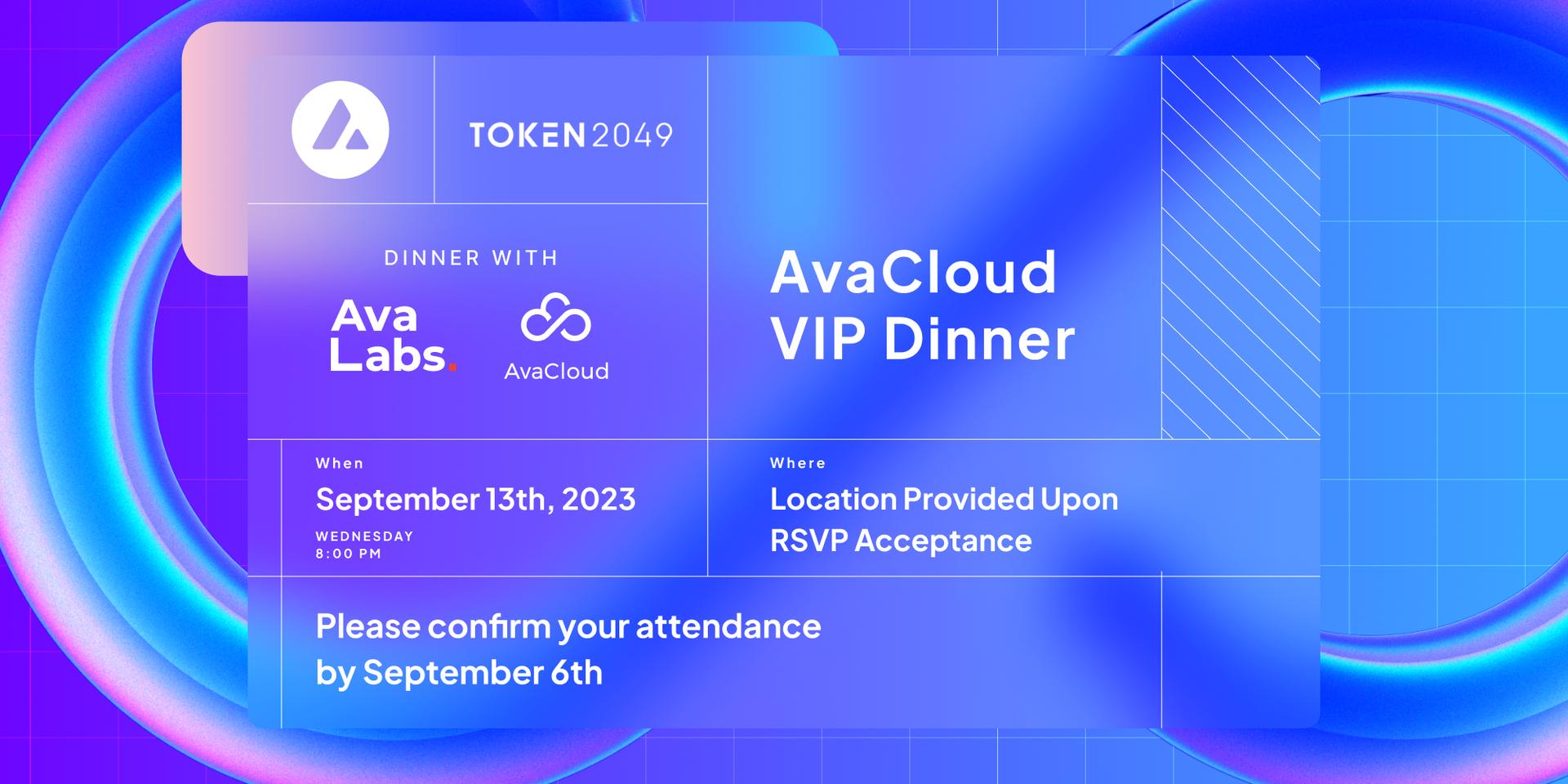 Cover Image for AvaCloud VIP Dinner at TOKEN2049