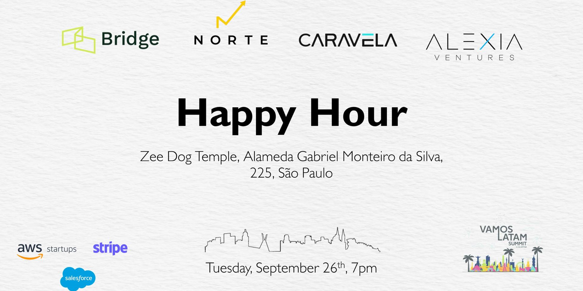 Cover Image for Happy Hour by Alexia Ventures, Bridge Latam, Caravela and Norte at Zee Dog Rooftop