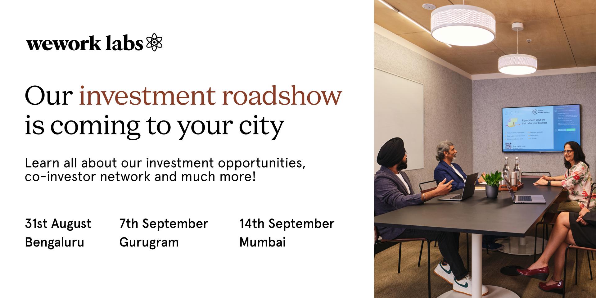 Cover Image for Investment Roadshow by WeWork Labs | 3 City Tour