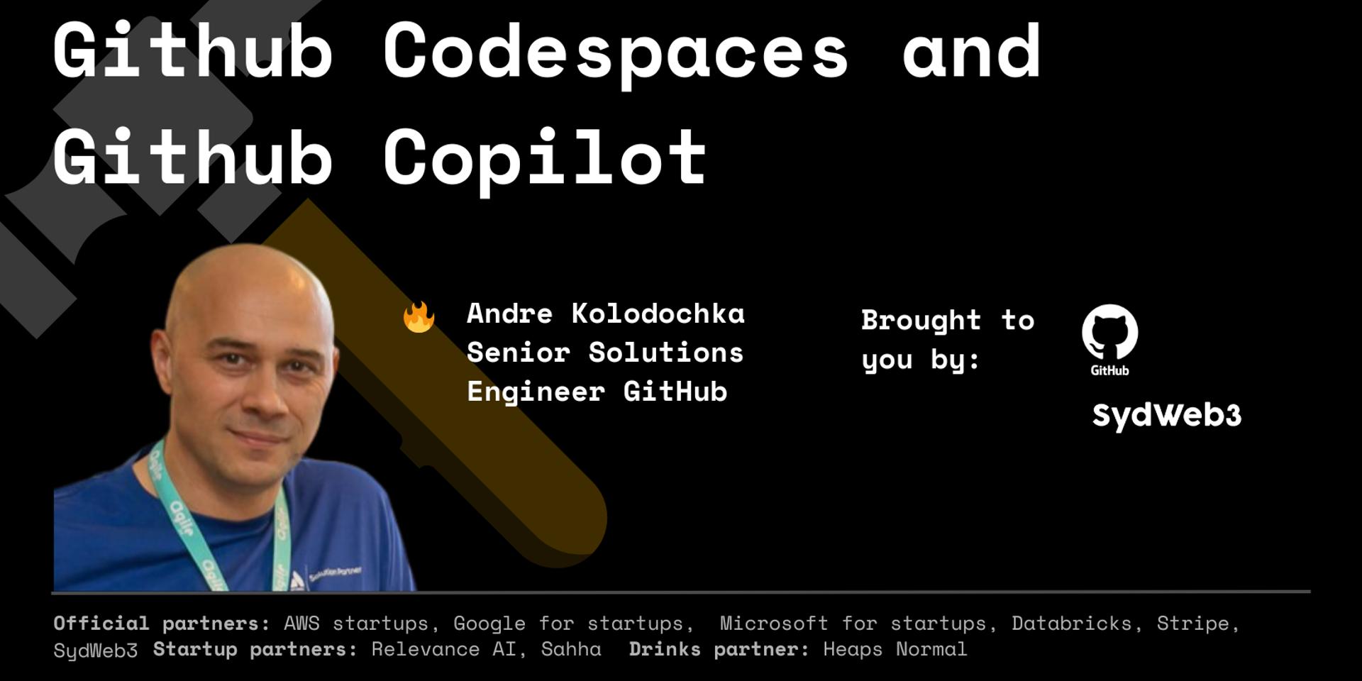 Github codespaces & copilot x SydWeb3 AI · Luma