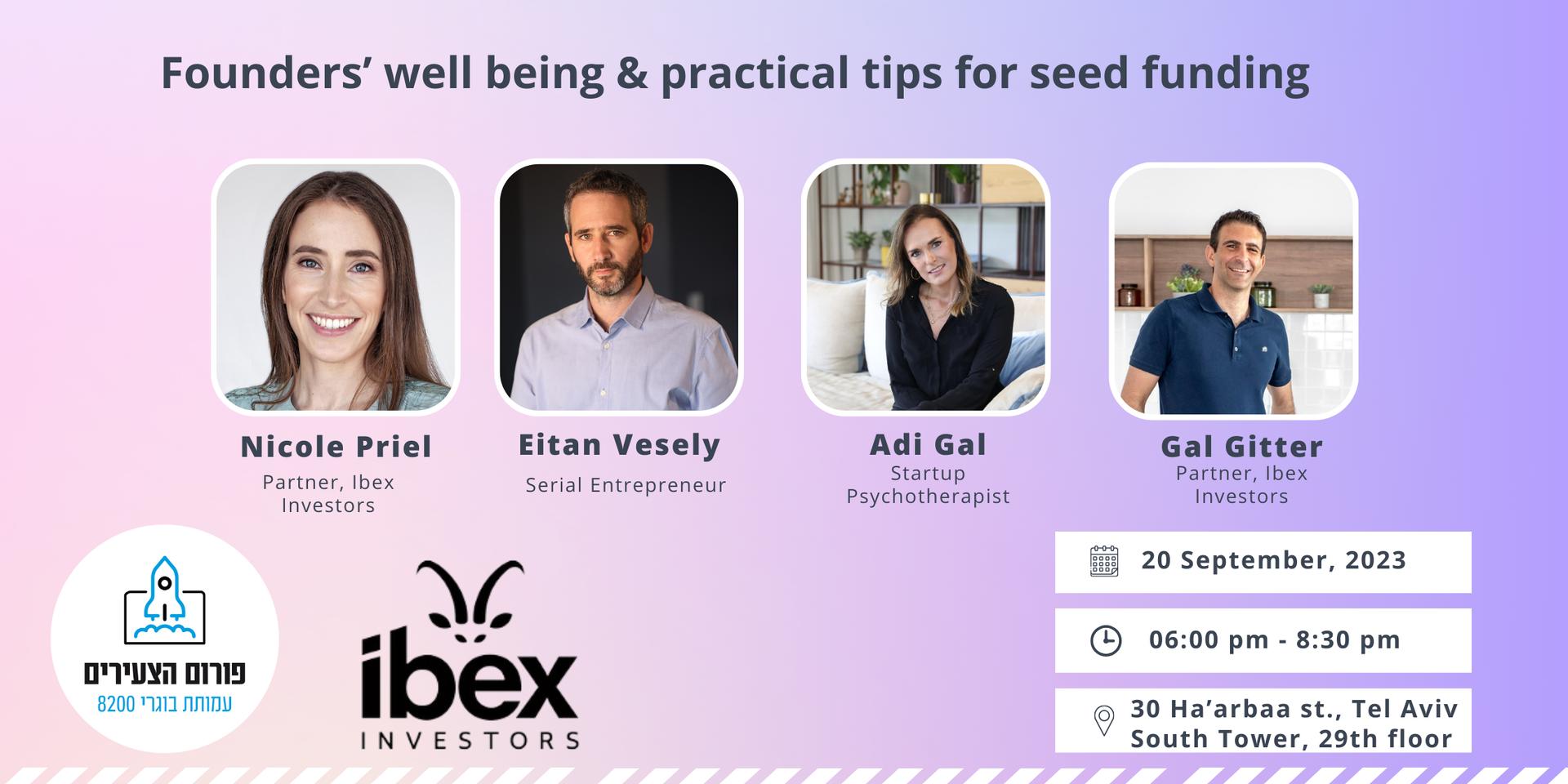 Cover Image for Ibex Investors x 8200 Founders Circle - Founders’ well being & practical tips for seed funding