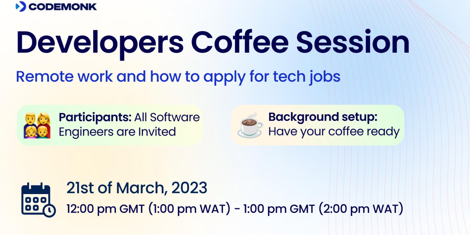 Developers Coffee Session · Zoom · Luma