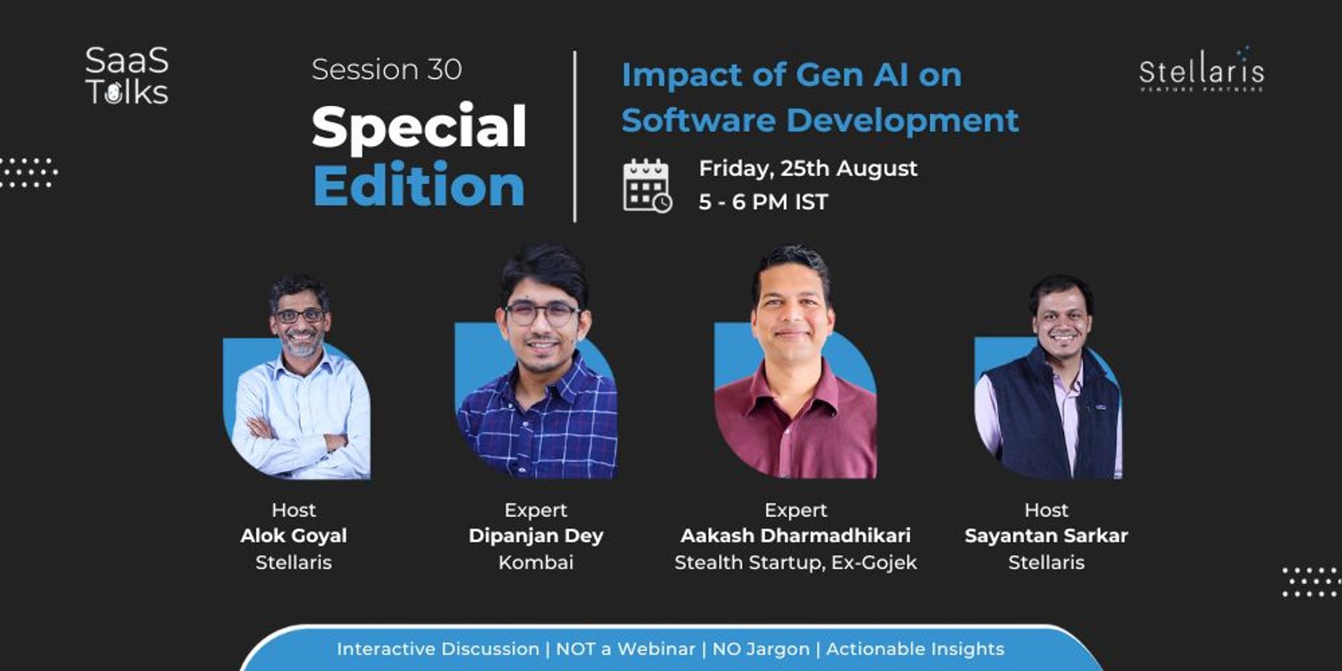 Cover Image for Stellaris SaaS Talks #30: Impact of Gen AI on Software Development