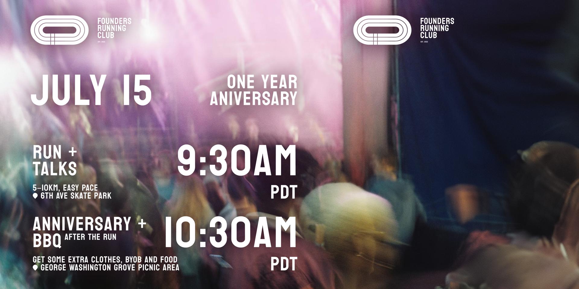 Cover Image for Founders Running Club One-Year Anniversary. San Francisco