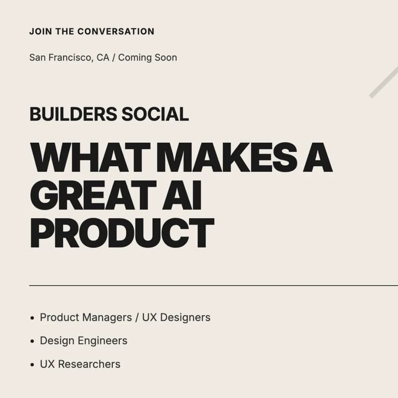 Cover Image for AI Builders Social Night: What makes a great AI product - Open Registration